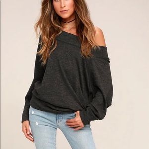 Free People Palisades Washed Black Sweater Top